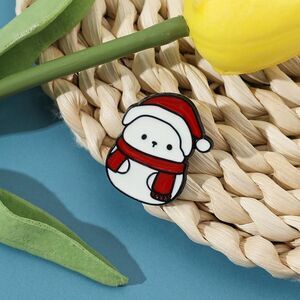 3/20 Snowman Christmas Red and White Brooch Pin